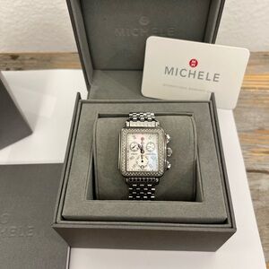 Michele Silver and Black Men's Watch